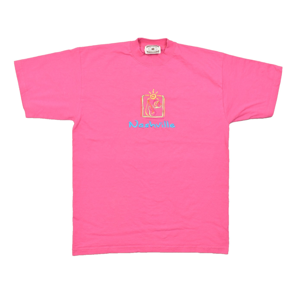 Time Square Sportswear Nashville Pink Embroidered Graphic T-Shirt Men Cotton SS